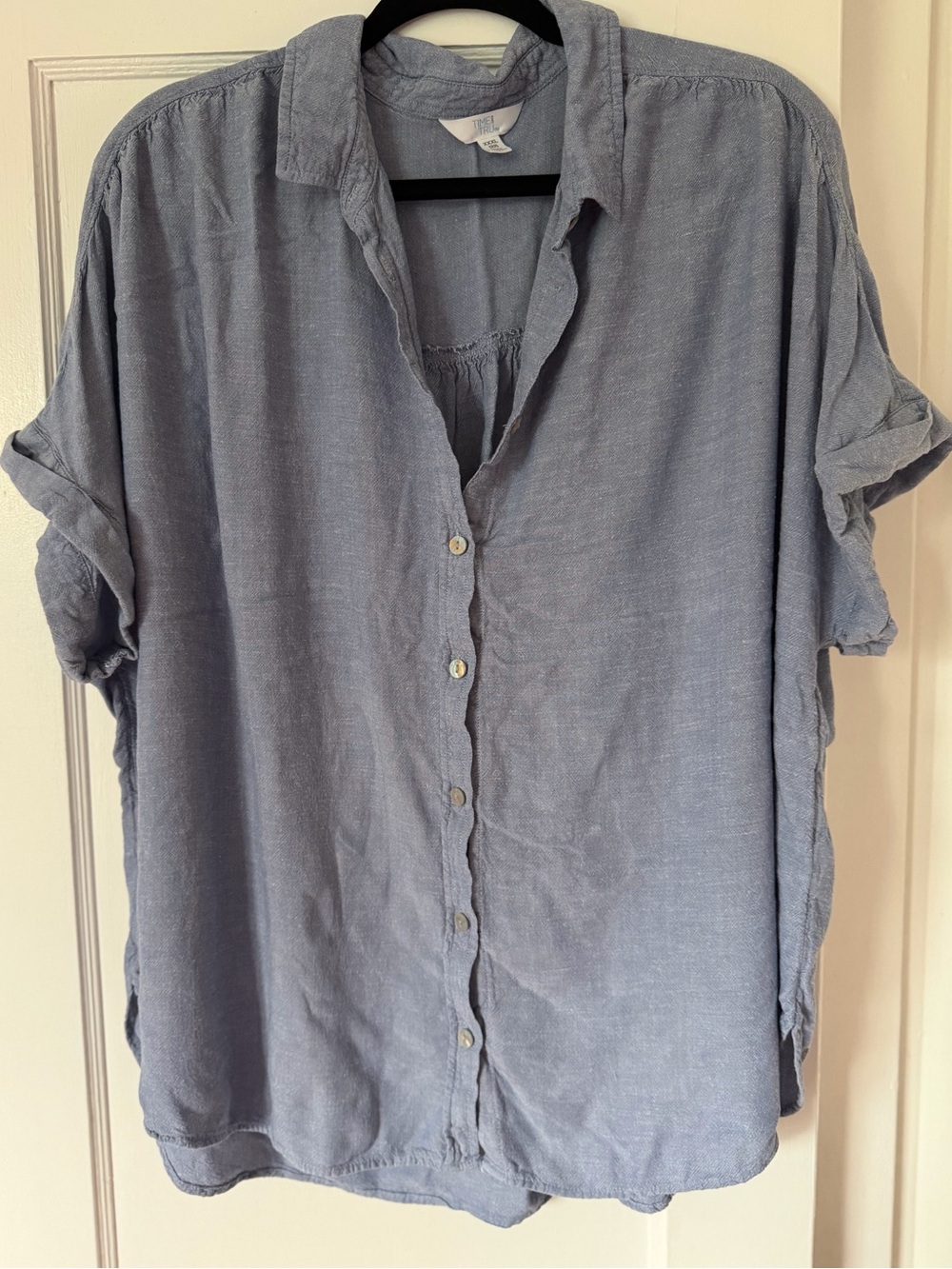 Time and Tru Blue Linenblend Top
